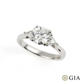 18k White Gold Round Brilliant Cut Diamond Ring 1.50ct H/SI1
